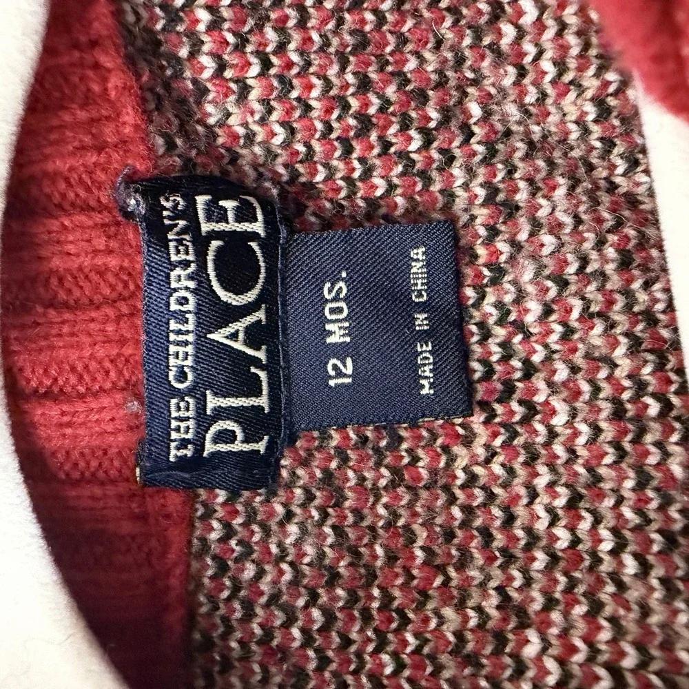 The Children's Place 12 Month 1/4 Zip Winter Holiday SweaterToddler‎ Knit Red